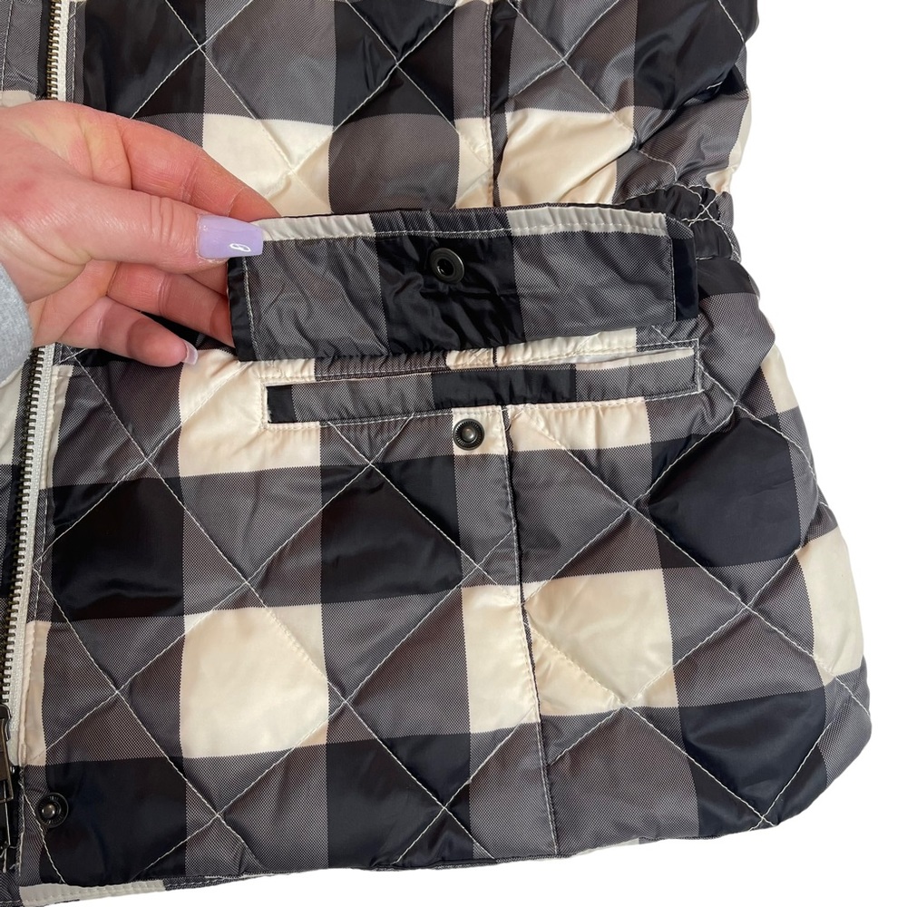 Talbots Black and White Plaid Puffer Vest Size Large - Picture 9 of 9